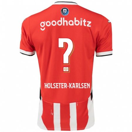 Kandiny Hombre Camiseta Philip Holseter-Karlsen #0 Rojo Blanco 1ª Equipación 2024/25 La Camisa Chile