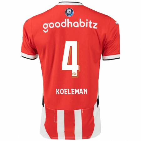 Kandiny Hombre Camiseta Senna Koeleman #4 Rojo Blanco 1ª Equipación 2024/25 La Camisa Chile