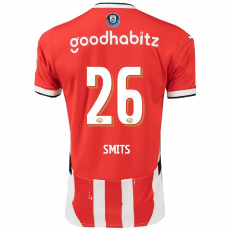 Kandiny Hombre Camiseta Eef Smits #26 Rojo Blanco 1ª Equipación 2024/25 La Camisa Chile