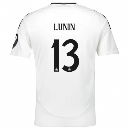 Kandiny Hombre Camiseta Andriy Lunin #13 Blanco 1ª Equipación 2024/25 La Camisa Chile