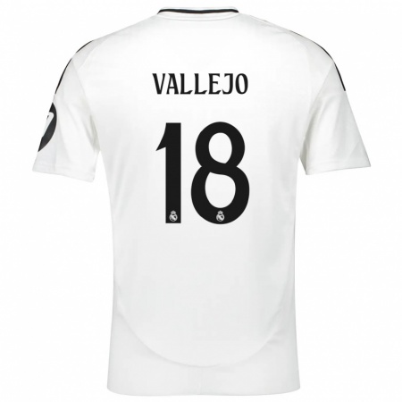 Kandiny Hombre Camiseta Jesús Vallejo #18 Blanco 1ª Equipación 2024/25 La Camisa Chile