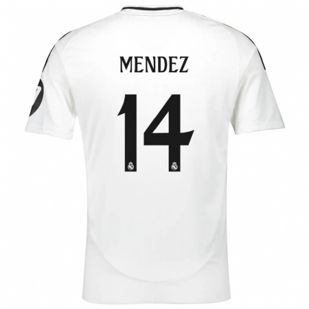 Kandiny Hombre Camiseta María Méndez #14 Blanco 1ª Equipación 2024/25 La Camisa Chile