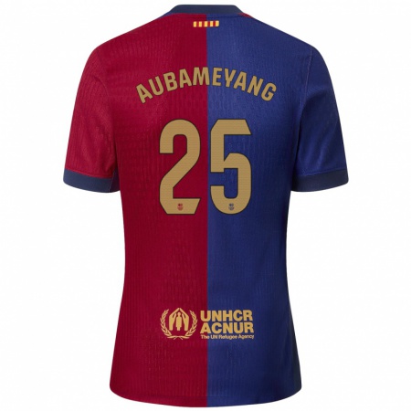 Kandiny Hombre Camiseta Pierre Emerick Aubameyang #25 Azul Rojo 1ª Equipación 2024/25 La Camisa Chile