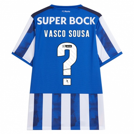 Kandiny Hombre Camiseta Vasco Sousa #0 Azul Blanco 1ª Equipación 2024/25 La Camisa Chile