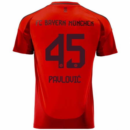 Kandiny Hombre Camiseta Aleksandar Pavlovic #45 Rojo 1ª Equipación 2024/25 La Camisa Chile