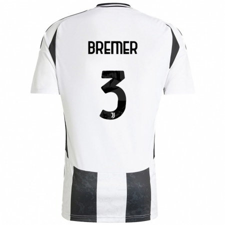 Kandiny Hombre Camiseta Bremer #3 Blanco Negro 1ª Equipación 2024/25 La Camisa Chile