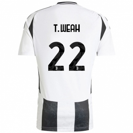 Kandiny Hombre Camiseta Timothy Weah #22 Blanco Negro 1ª Equipación 2024/25 La Camisa Chile