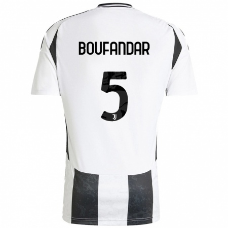 Kandiny Hombre Camiseta Adam Boufandar #5 Blanco Negro 1ª Equipación 2024/25 La Camisa Chile