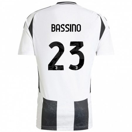 Kandiny Hombre Camiseta Alessandro Bassino #23 Blanco Negro 1ª Equipación 2024/25 La Camisa Chile