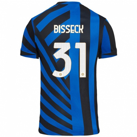 Kandiny Hombre Camiseta Yann Bisseck #31 Azul Negro 1ª Equipación 2024/25 La Camisa Chile