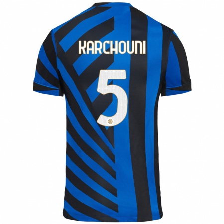 Kandiny Hombre Camiseta Ghoutia Karchouni #5 Azul Negro 1ª Equipación 2024/25 La Camisa Chile