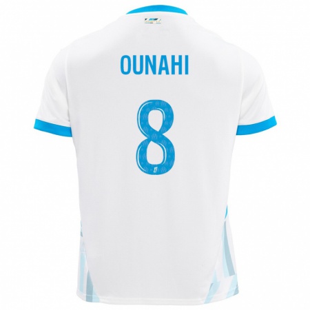 Kandiny Hombre Camiseta Azzedine Ounahi #8 Blanco Azul Cielo 1ª Equipación 2024/25 La Camisa Chile