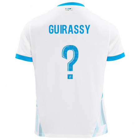 Kandiny Hombre Camiseta Moctar Guirassy #0 Blanco Azul Cielo 1ª Equipación 2024/25 La Camisa Chile