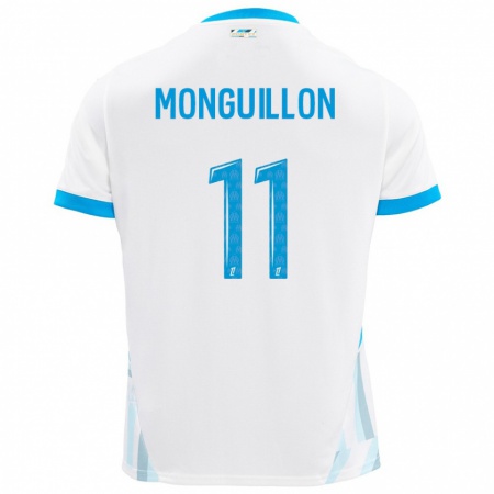 Kandiny Hombre Camiseta Coralie Monguillon #11 Blanco Azul Cielo 1ª Equipación 2024/25 La Camisa Chile