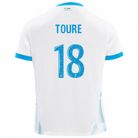 Kandiny Hombre Camiseta Isaak Toure #18 Blanco Azul Cielo 1ª Equipación 2024/25 La Camisa Chile