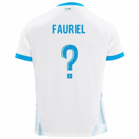 Kandiny Hombre Camiseta Lois Fauriel #0 Blanco Azul Cielo 1ª Equipación 2024/25 La Camisa Chile