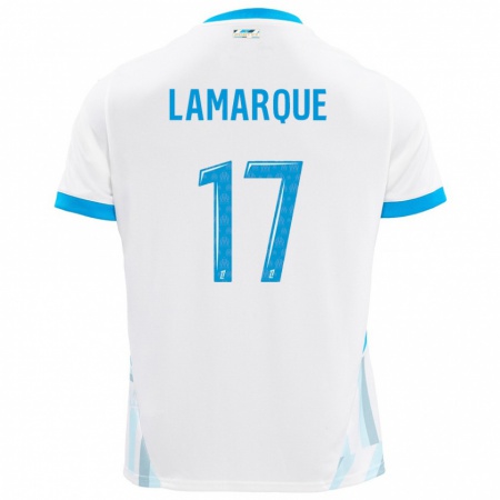 Kandiny Hombre Camiseta Alais Lamarque #17 Blanco Azul Cielo 1ª Equipación 2024/25 La Camisa Chile