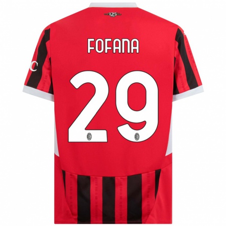 Kandiny Hombre Camiseta Youssouf Fofana #29 Rojo Negro 1ª Equipación 2024/25 La Camisa Chile