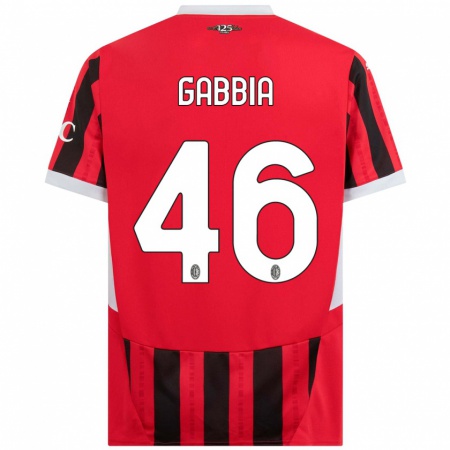 Kandiny Hombre Camiseta Matteo Gabbia #46 Rojo Negro 1ª Equipación 2024/25 La Camisa Chile