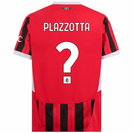 Kandiny Hombre Camiseta Filippo Plazzotta #0 Rojo Negro 1ª Equipación 2024/25 La Camisa Chile