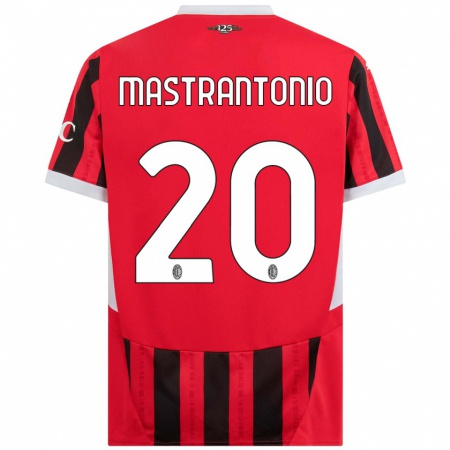 Kandiny Hombre Camiseta Davide Mastrantonio #20 Rojo Negro 1ª Equipación 2024/25 La Camisa Chile