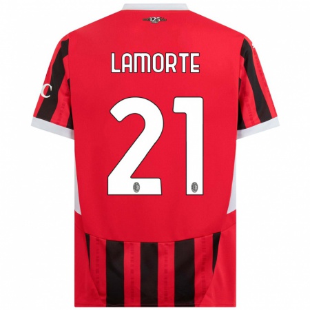 Kandiny Hombre Camiseta Alessandro Lamorte #21 Rojo Negro 1ª Equipación 2024/25 La Camisa Chile