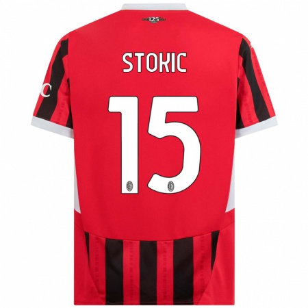 Kandiny Hombre Camiseta Sara Stokić #15 Rojo Negro 1ª Equipación 2024/25 La Camisa Chile