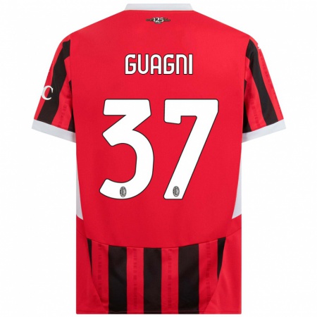 Kandiny Hombre Camiseta Alia Guagni #37 Rojo Negro 1ª Equipación 2024/25 La Camisa Chile