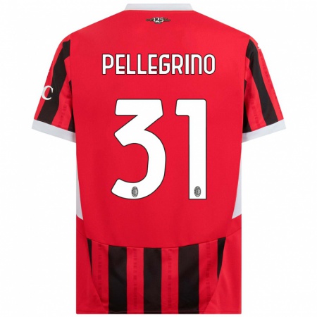 Kandiny Hombre Camiseta Marco Pellegrino #31 Rojo Negro 1ª Equipación 2024/25 La Camisa Chile