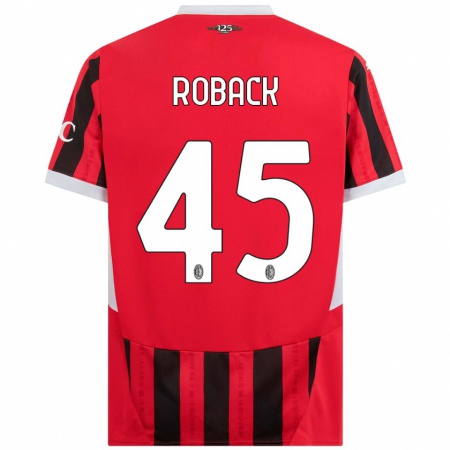 Kandiny Hombre Camiseta Emil Roback #45 Rojo Negro 1ª Equipación 2024/25 La Camisa Chile