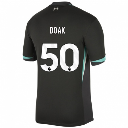 Kandiny Hombre Camiseta Ben Doak #50 Negro Antracita Blanco 2ª Equipación 2024/25 La Camisa Chile