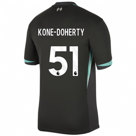 Kandiny Hombre Camiseta Trent Kone-Doherty #51 Negro Antracita Blanco 2ª Equipación 2024/25 La Camisa Chile