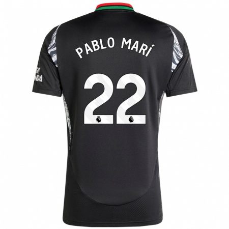 Kandiny Hombre Camiseta Pablo Mari #22 Negro 2ª Equipación 2024/25 La Camisa Chile