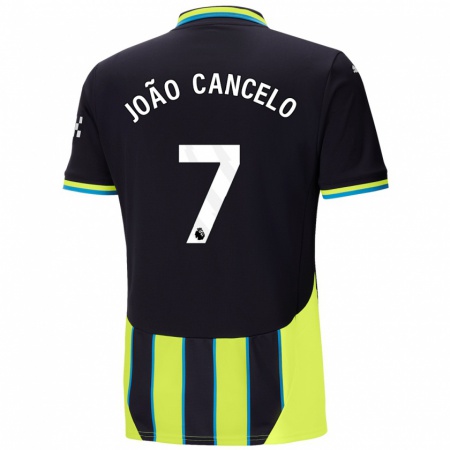 Kandiny Hombre Camiseta João Cancelo #7 Azul Amarillo 2ª Equipación 2024/25 La Camisa Chile