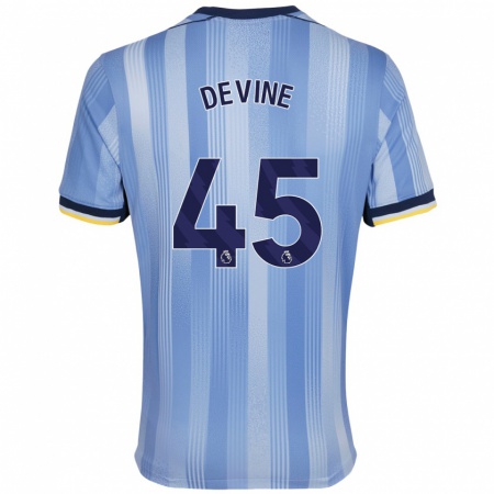 Kandiny Hombre Camiseta Alfie Devine #45 Azul Claro 2ª Equipación 2024/25 La Camisa Chile