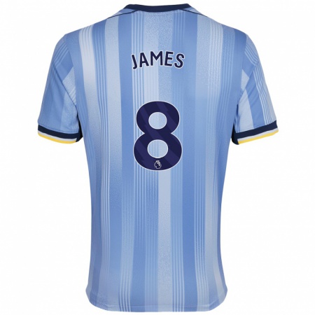 Kandiny Hombre Camiseta Angharad James #8 Azul Claro 2ª Equipación 2024/25 La Camisa Chile