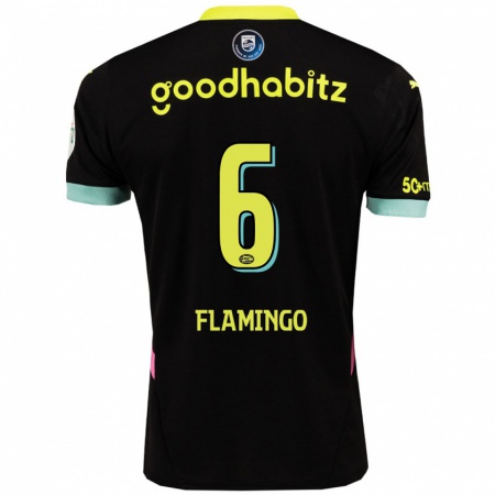 Kandiny Hombre Camiseta Ryan Flamingo #6 Negro Amarillo 2ª Equipación 2024/25 La Camisa Chile