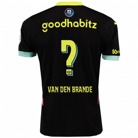 Kandiny Hombre Camiseta Daan Van Den Brande #0 Negro Amarillo 2ª Equipación 2024/25 La Camisa Chile