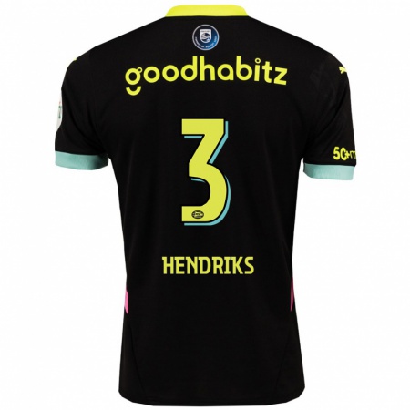 Kandiny Hombre Camiseta Gwyneth Hendriks #3 Negro Amarillo 2ª Equipación 2024/25 La Camisa Chile