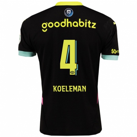 Kandiny Hombre Camiseta Senna Koeleman #4 Negro Amarillo 2ª Equipación 2024/25 La Camisa Chile