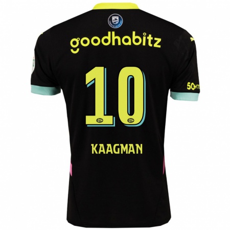 Kandiny Hombre Camiseta Inessa Kaagman #10 Negro Amarillo 2ª Equipación 2024/25 La Camisa Chile