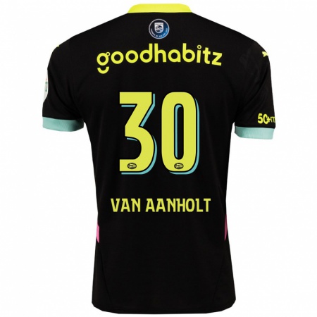 Kandiny Hombre Camiseta Patrick Van Aanholt #30 Negro Amarillo 2ª Equipación 2024/25 La Camisa Chile