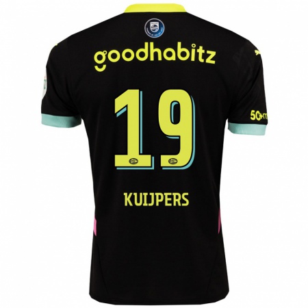 Kandiny Hombre Camiseta Jeslynn Kuijpers #19 Negro Amarillo 2ª Equipación 2024/25 La Camisa Chile