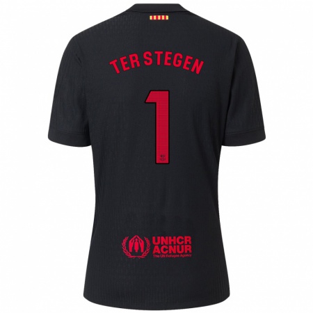 Kandiny Hombre Camiseta Marc-André Ter Stegen #1 Negro Rojo 2ª Equipación 2024/25 La Camisa Chile