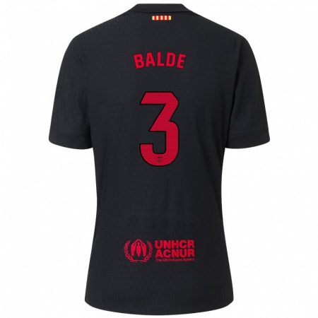 Kandiny Hombre Camiseta Alejandro Balde #3 Negro Rojo 2ª Equipación 2024/25 La Camisa Chile