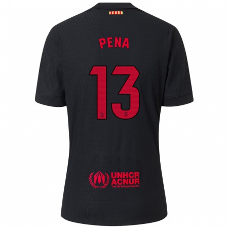 Kandiny Hombre Camiseta Iñaki Peña #13 Negro Rojo 2ª Equipación 2024/25 La Camisa Chile