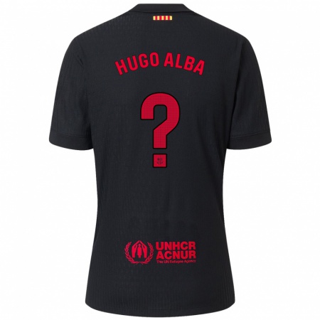 Kandiny Hombre Camiseta Hugo Alba #0 Negro Rojo 2ª Equipación 2024/25 La Camisa Chile