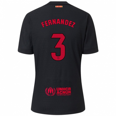 Kandiny Hombre Camiseta Jana Fernandez #3 Negro Rojo 2ª Equipación 2024/25 La Camisa Chile