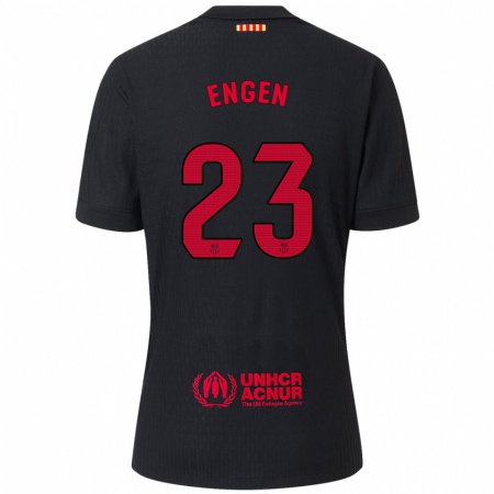 Kandiny Hombre Camiseta Ingrid Engen #23 Negro Rojo 2ª Equipación 2024/25 La Camisa Chile