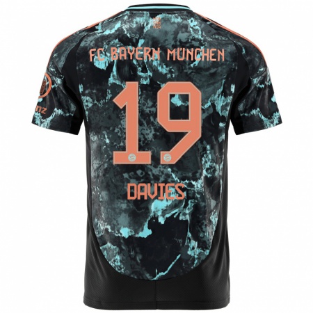 Kandiny Hombre Camiseta Alphonso Davies #19 Negro 2ª Equipación 2024/25 La Camisa Chile